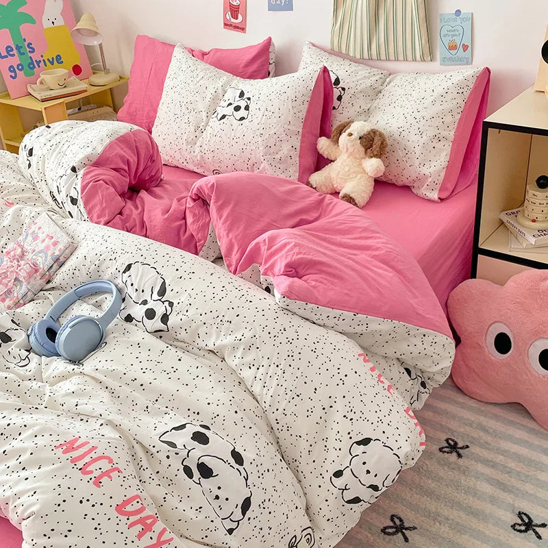 DecorBites™ Cartoon Pattern Cotton Bed Sets Quilt Cover Sheet Pillowcase Bedclothes