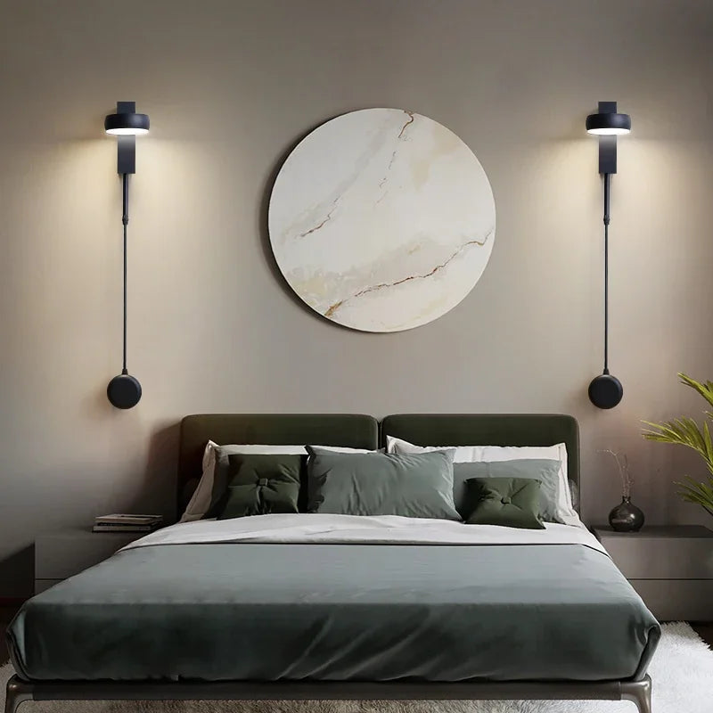DecorBites™ Black Rotating LED Wall Lamp for Bedroom, Stair, Aisle - Modern Indoor Lighting Fixtures
