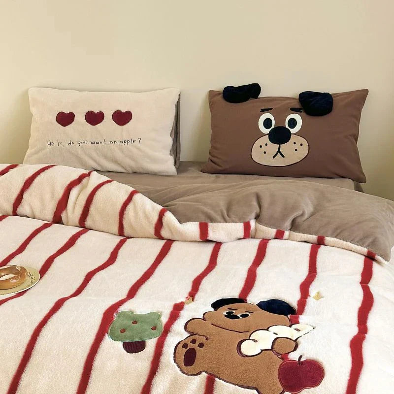 DecorBites™ Cozy Autumn Winter King Size Duvet Set with Velvet Blanket Cover