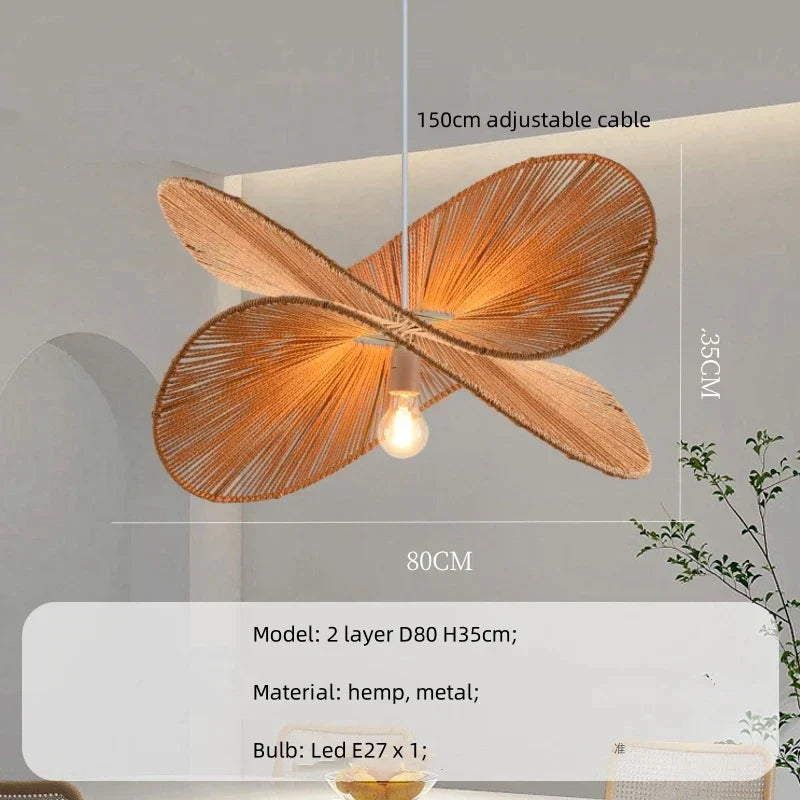 DecorBites™ Hemp Pendant Lights: Wabi Sabi LED Indoor Lighting Fixtures