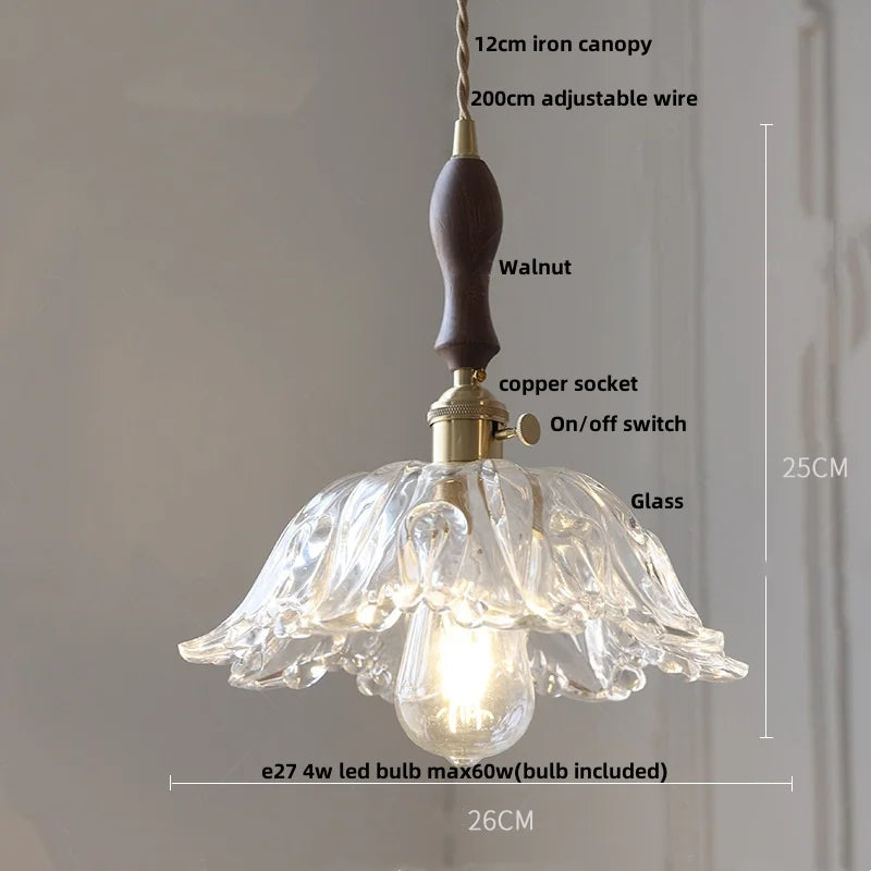 DecorBites™ Cullet Glass LED Pendant Lamp with Walnut Copper Design for Living and Dining Room