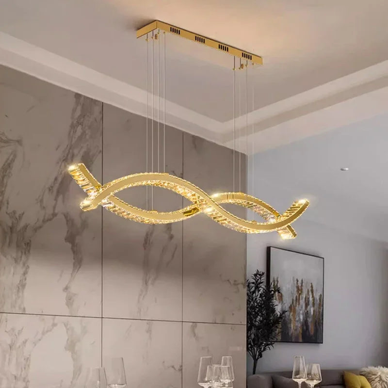 DecorBites™ Crystal Chandelier, Elegant Dining Room & Living Room Pendant Light