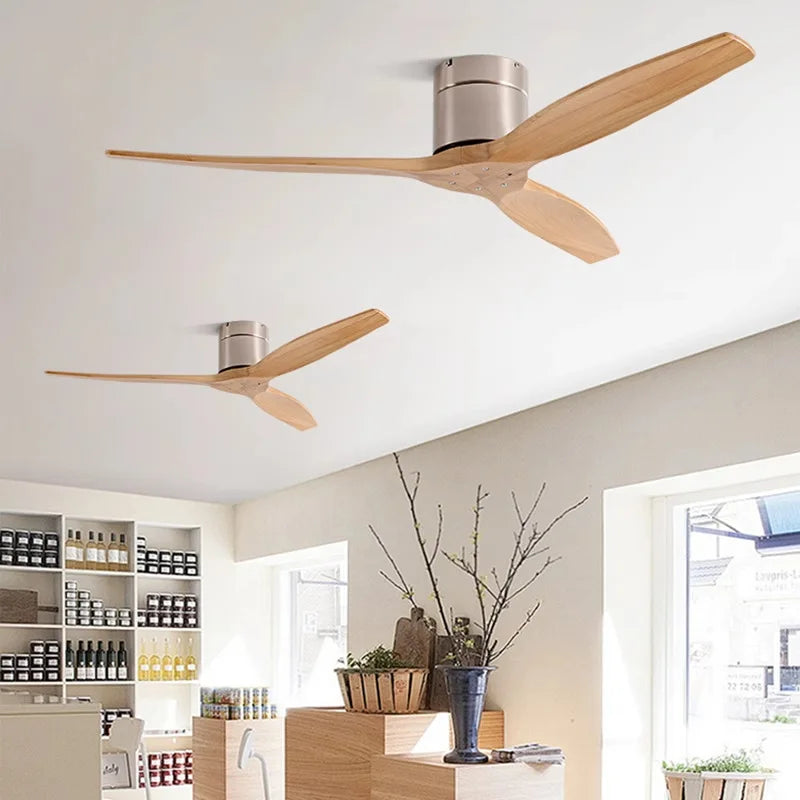 DecorBites™ 52 Inch Brushed Luxury Ceiling Fan with DC Motor, 3 Wood Blades, Remote Control