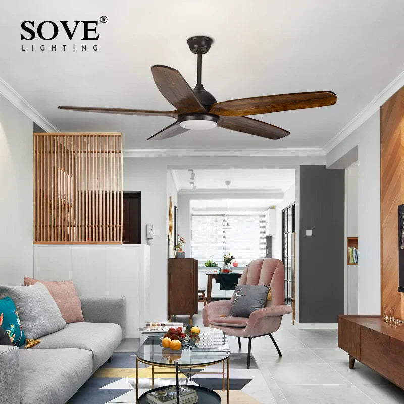 DecorBites™ 60" Wood Blade Ceiling Fan with LED Light & Remote Control