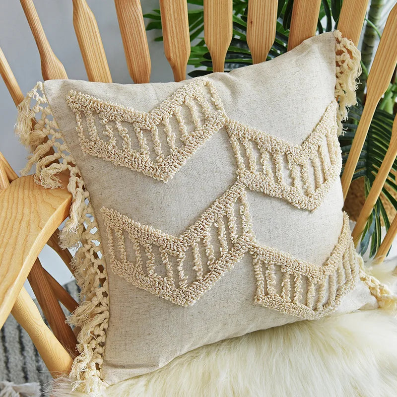 DecorBites™ Candy Boho Tufted Round Lumbar Pillow Cover Set