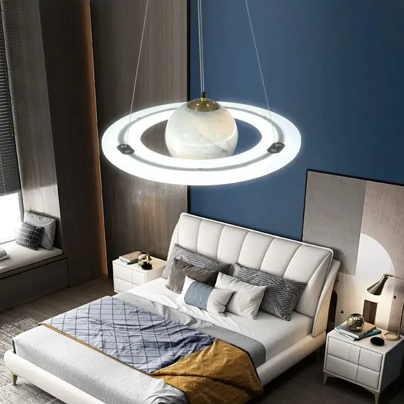 DecorBites™ Children's Planet Earth Pendant Lamp: Acrylic Space Star Theme LED Hanging Light