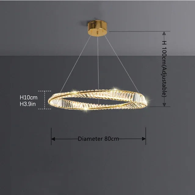 DecorBites™ DNA Spiral Crystal Chandelier LED Ring Design for Luxury Living Room