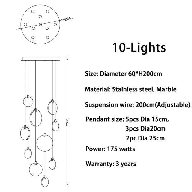 DecorBites™ LED Marble Ceiling Pendant Lamp, Modern Interior Lighting for Living Room