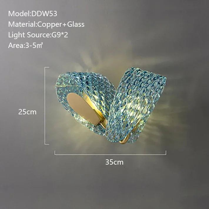 DecorBites™ Blue Peacock Leaf Glass Designer Chandeliers Lighting