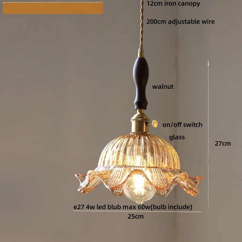 DecorBites™ LED Pendant Light Fixture with Copper Socket & Green Glass, Modern Nordic Lamp
