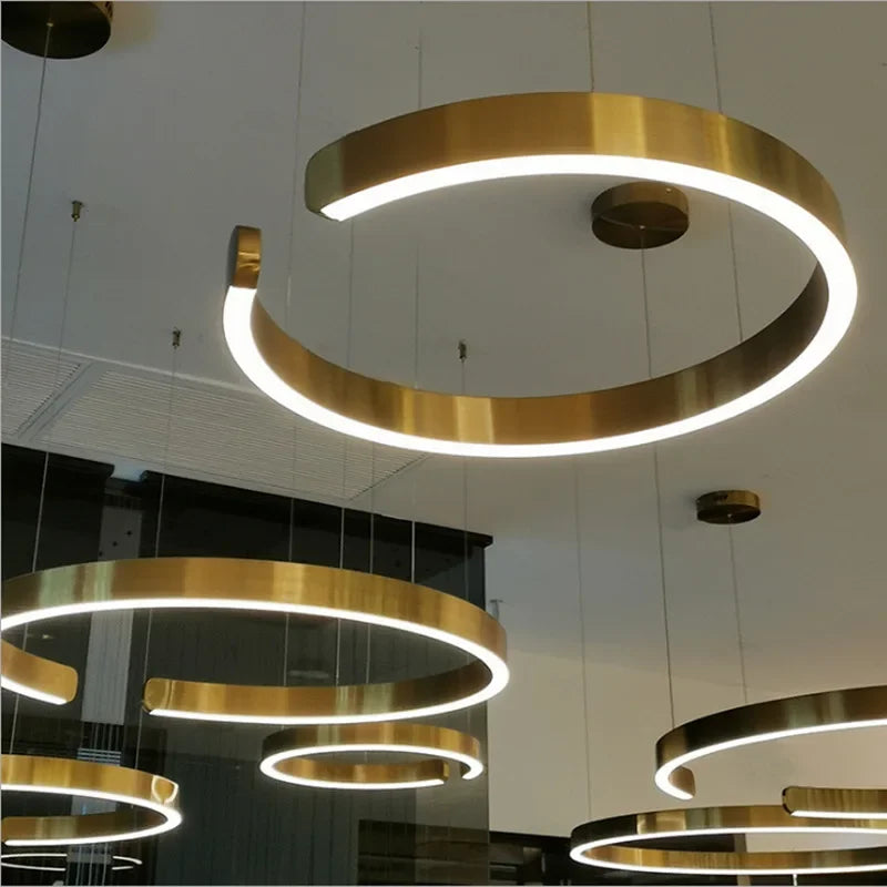 DecorBites™ Gold LED Chandelier: Modern Hanging Light for Dining Room & Bedroom
