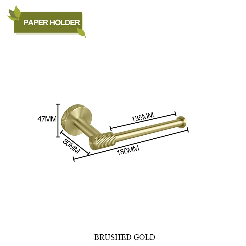 DecorBites™ Bathroom Accessories Set: Rose Gold Chrome Hook, Brushed Gold Towel Rack, Stainless Steel Toilet Paper Holder