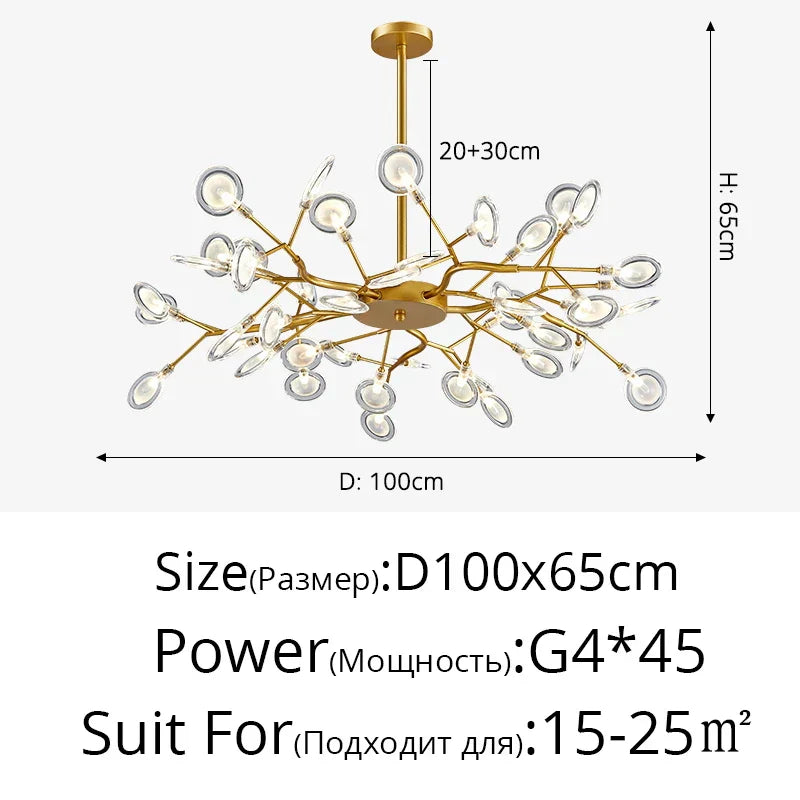 DecorBites™ Branch Shape Firefly Ceiling Chandelier G4 Led Lighting Indoor Hanging Lamp