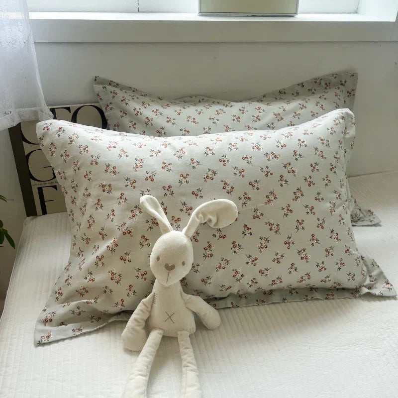 DecorBites™ Korean Floral Cotton Pillowcase 40x60cm, 48x74cm, 50x80cm, Home Cushion Cover