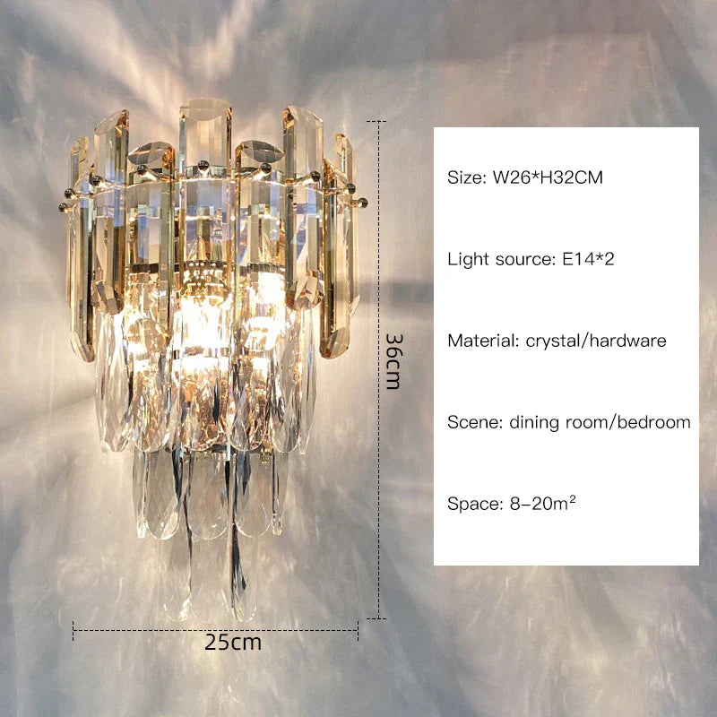 DecorBites™ Crystal Gold LED Wall Sconce - Modern Luxury Wall Lamp for Living Room Bedroom Stairs