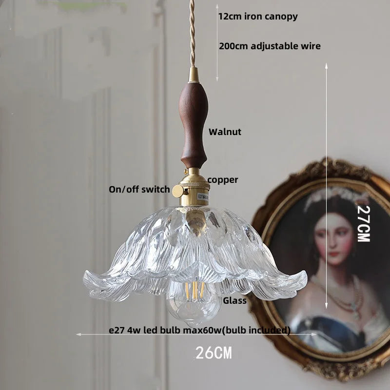 DecorBites™ Green Glass LED Pendant Light: Nordic Modern Hanging Lamp for Bedroom Dining Room