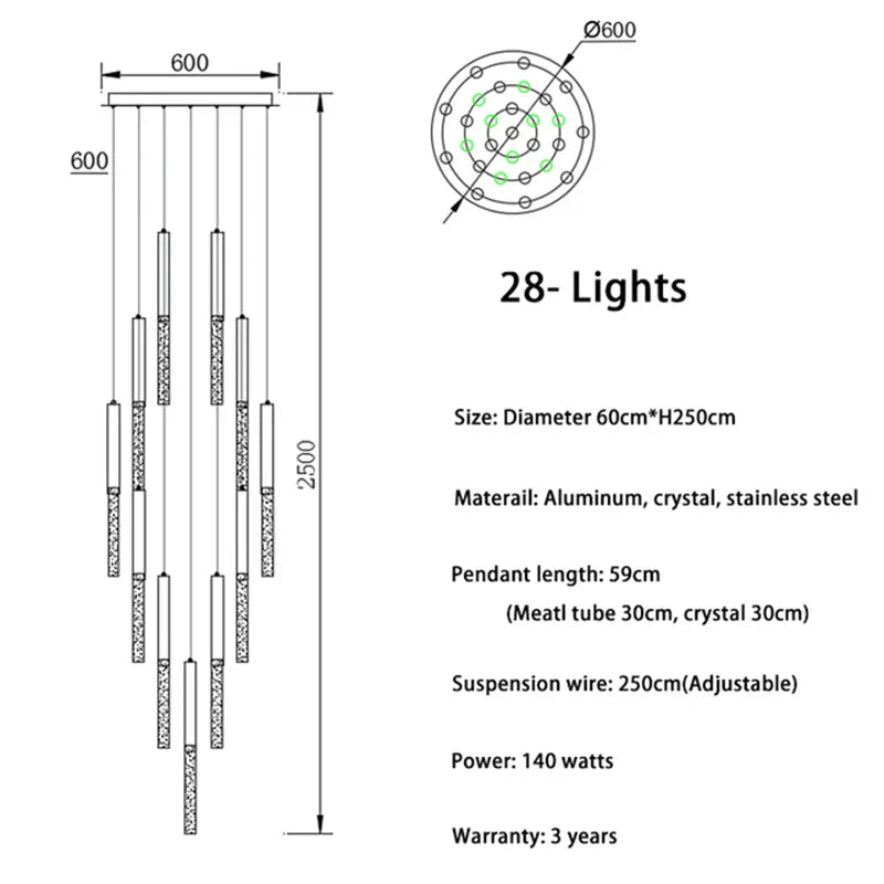 DecorBites™ Crystal LED Chandelier: Modern Nordic Minimalist Indoor Light Fixture for Living Room
