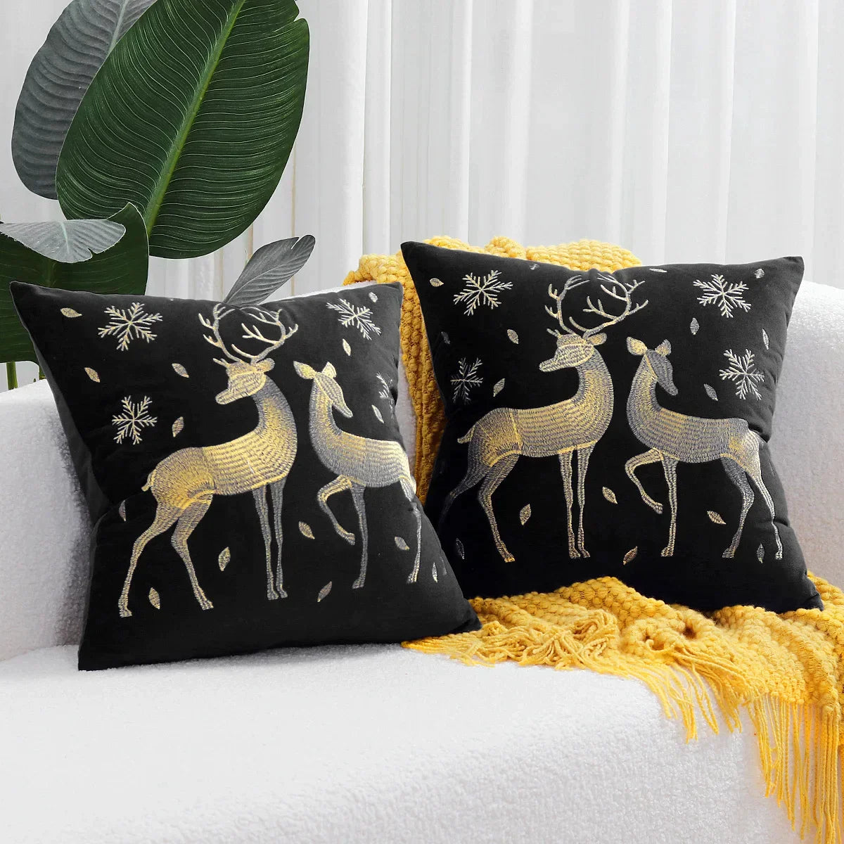 DecorBites™ Christmas Tree Embroidered Cushion Cover - Festive Decor Pillow Cover