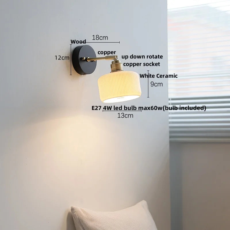 DecorBites™ Copper LED Wall Lights Pull Chain Switch Modern Bedside Lamp