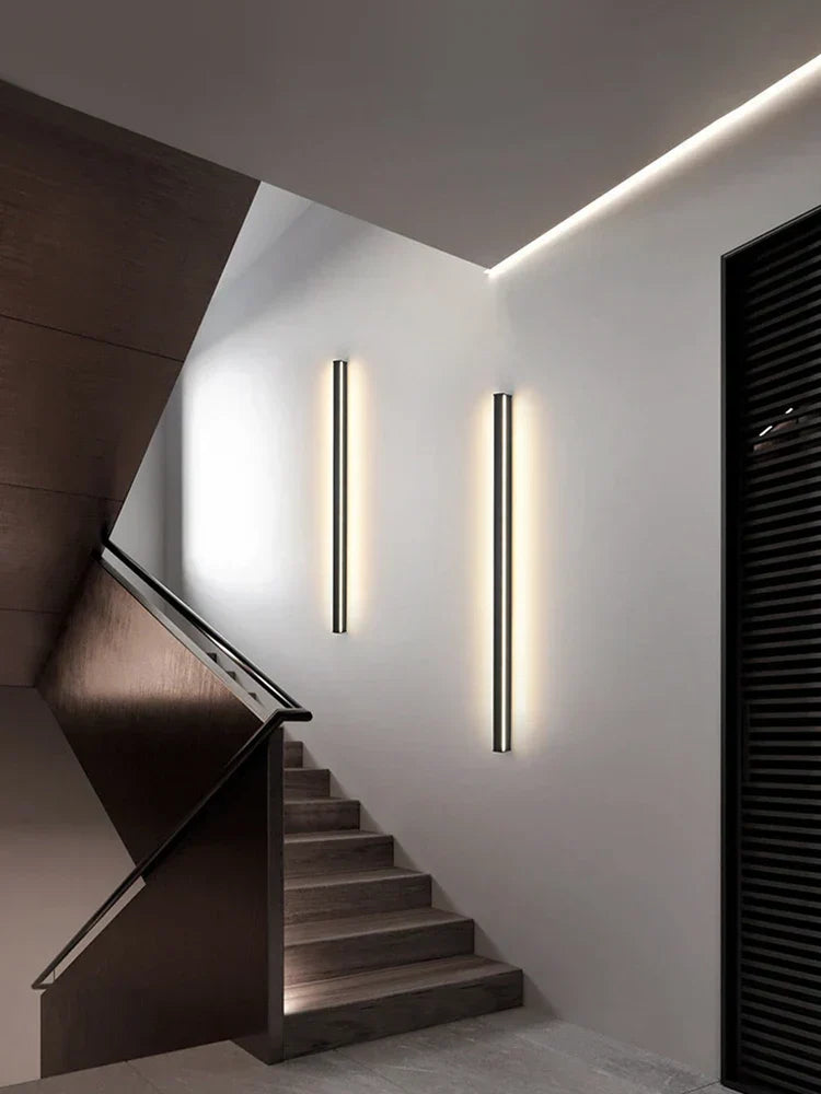 DecorBites™ Bedroom Wall Lamp: Nordic Strip Light, Minimalist Design, Black Background, Decorative Luminaires