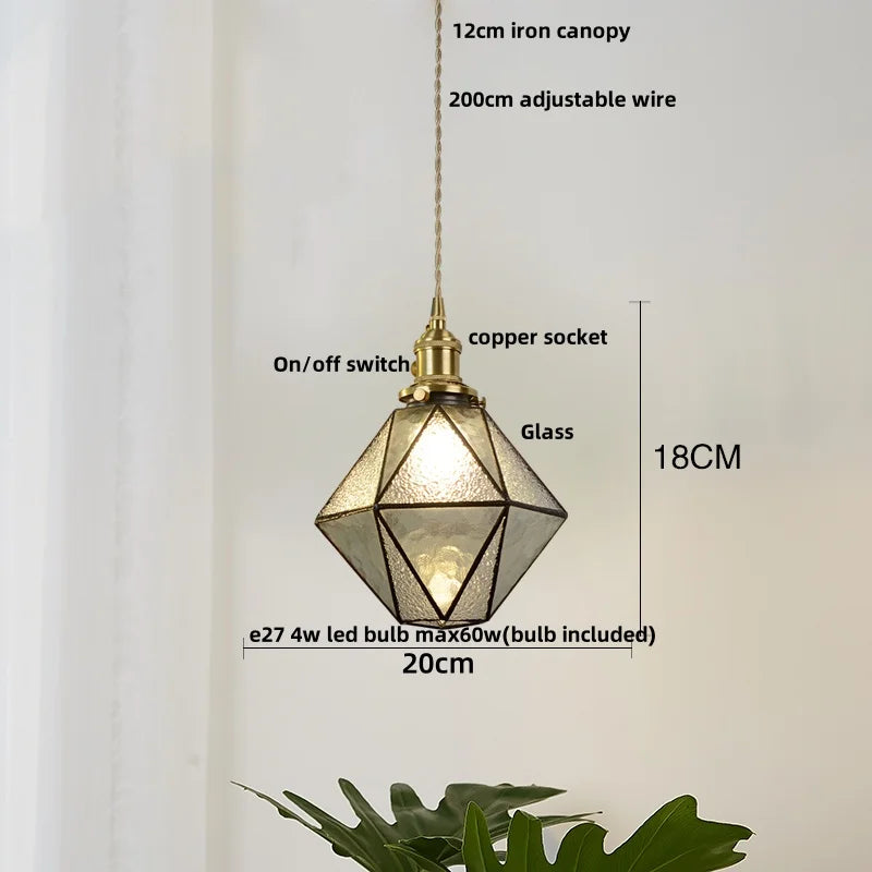 DecorBites™ Blue Glass LED Pendant Light Fixture Modern Nordic Wire Hanging Lamp