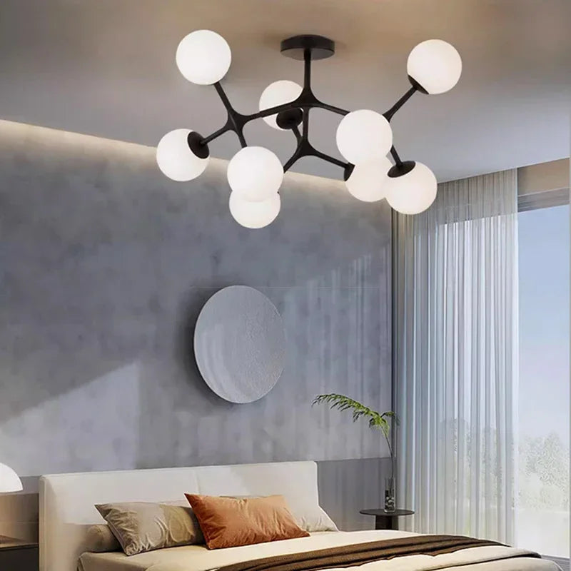 DecorBites™ Glass Ball Ceiling Chandelier: Modern Lighting Fixture for Living Room Bedroom Center Table