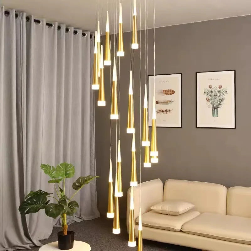 DecorBites™ Black Meteor Shower Crystal LED Chandelier for Staircase - Creative Design Lighting Fixtures