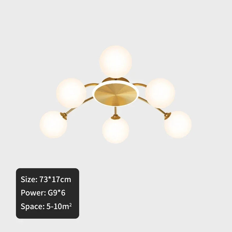 DecorBites™ Ball Glass Ceiling Light in Gold for Living Room, Dining, Bedroom by DecorBites™