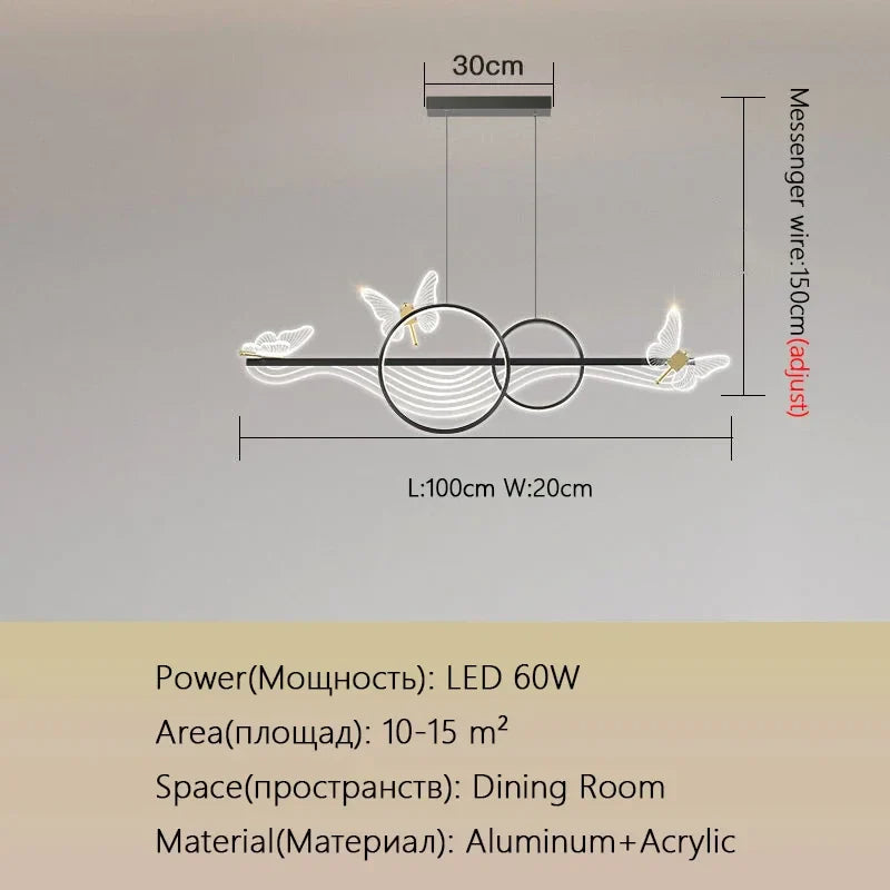 DecorBites™ Butterfly Chandelier: Modern Minimalist Pendant Lamp for Dining Room, Study, Bar