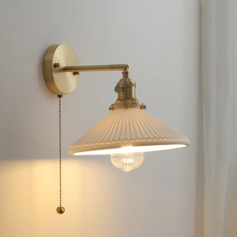 DecorBites™ Ceramic LED Wall Light with Pull Chain Switch for Bedroom Bathroom Living Room