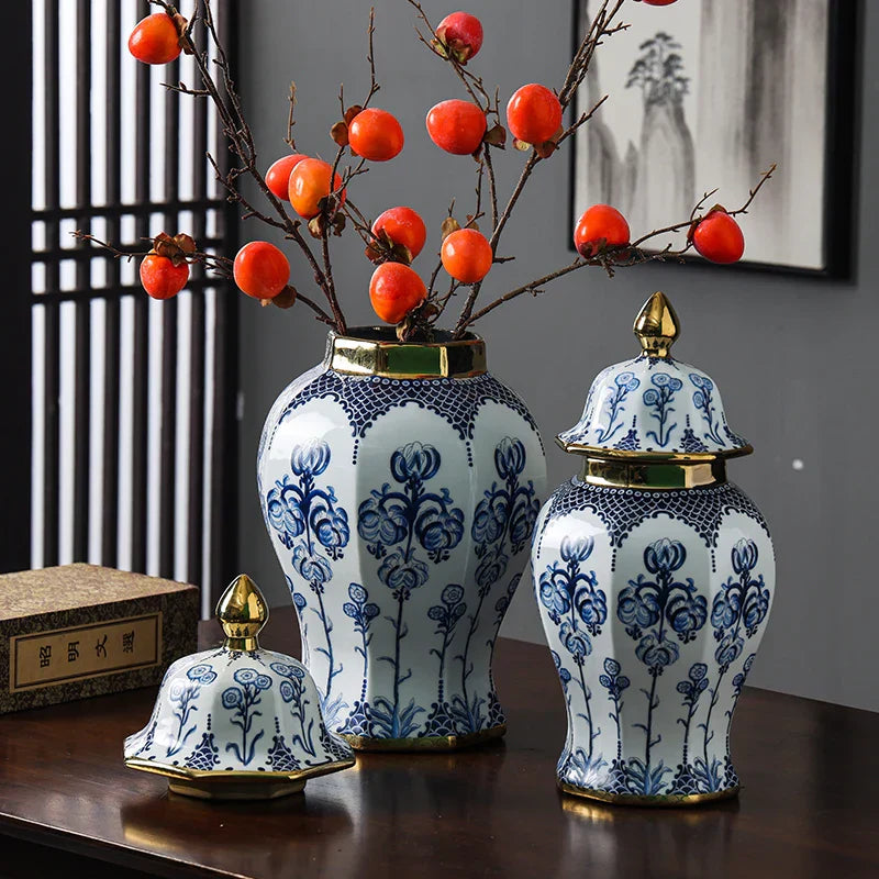 DecorBites™ Blue White Porcelain General Jar Vase Handicraft Home Decoration Ornaments