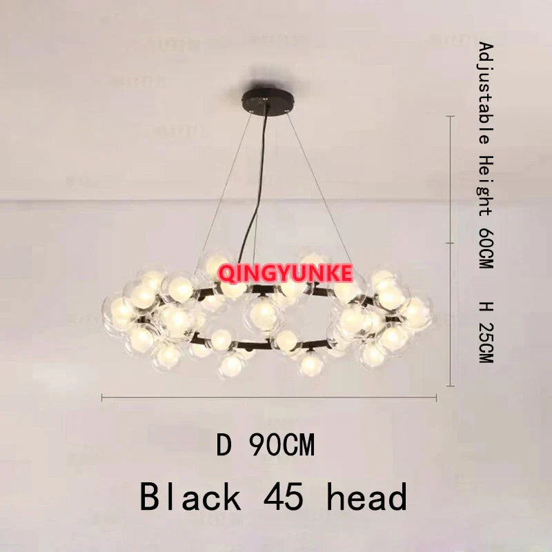 DecorBites™ Glass Ball Chandelier for Living Room - Modern Nordic Kitchen Island Ceiling Light