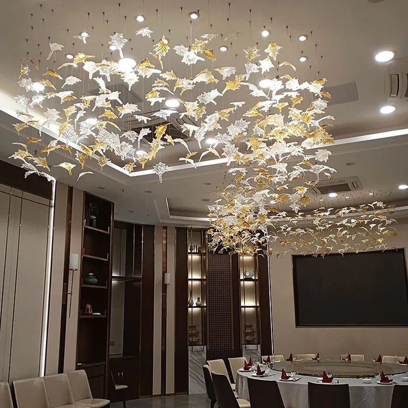 DecorBites™ Glass High Ceiling LED Chandeliers Modern Living Room Luxury Design