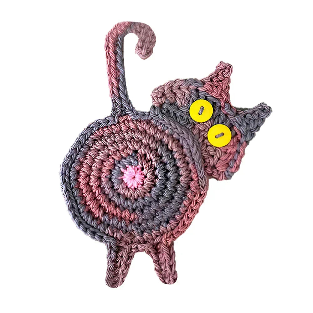 DecorBites™ Cat Butt Coasters: Handmade Funny Kitties Cup Mat - Set of 4