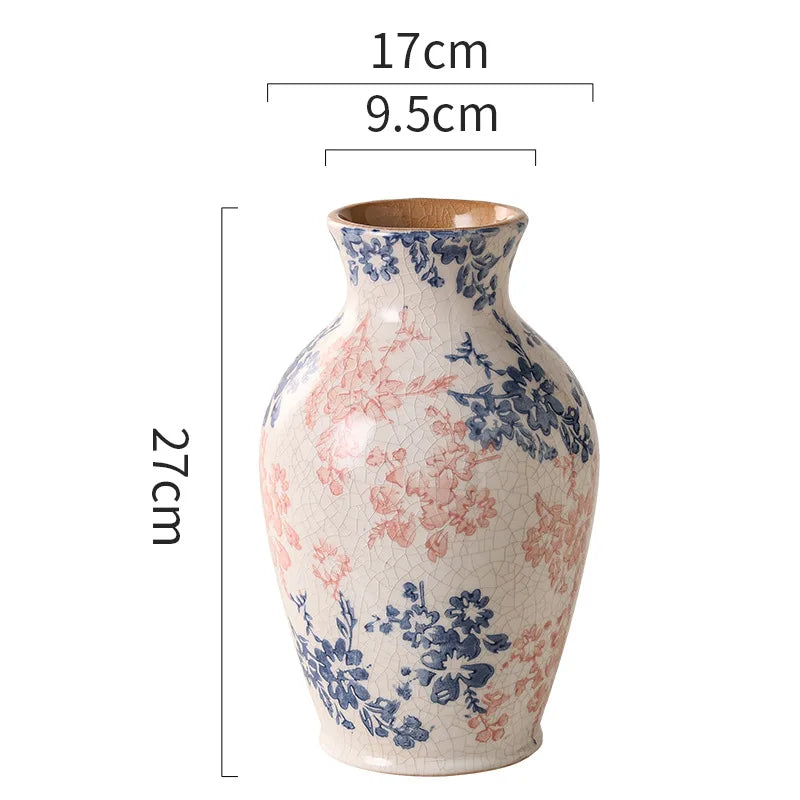DecorBites™ Blue & White Ceramic Vase, Chinese-style Handcrafted Flower Vase - Home Decoration