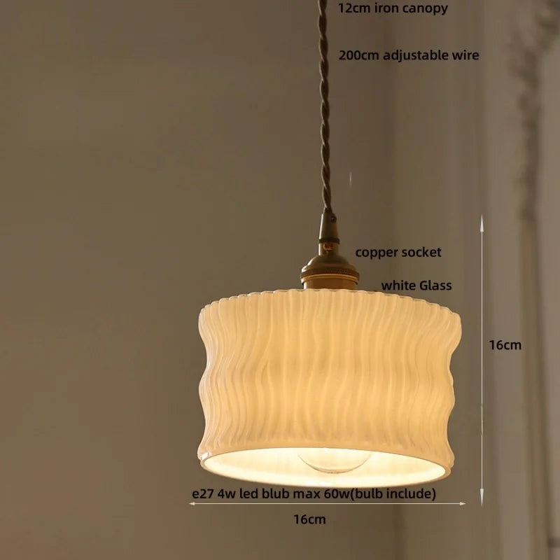 DecorBites™ Amber Glass LED Pendant Light Modern Nordic Hanging Lamp