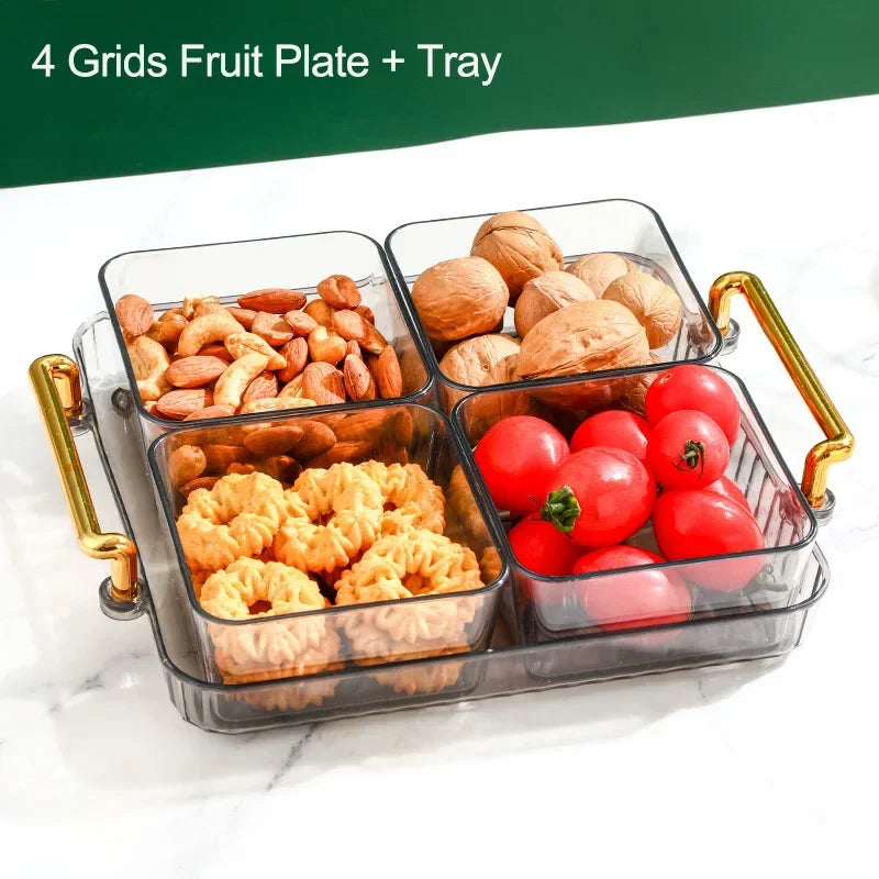 DecorBites™ 6-Grid Divided Fruit Plate Snack Dish Dry Fruit Tray Light Luxury Tray