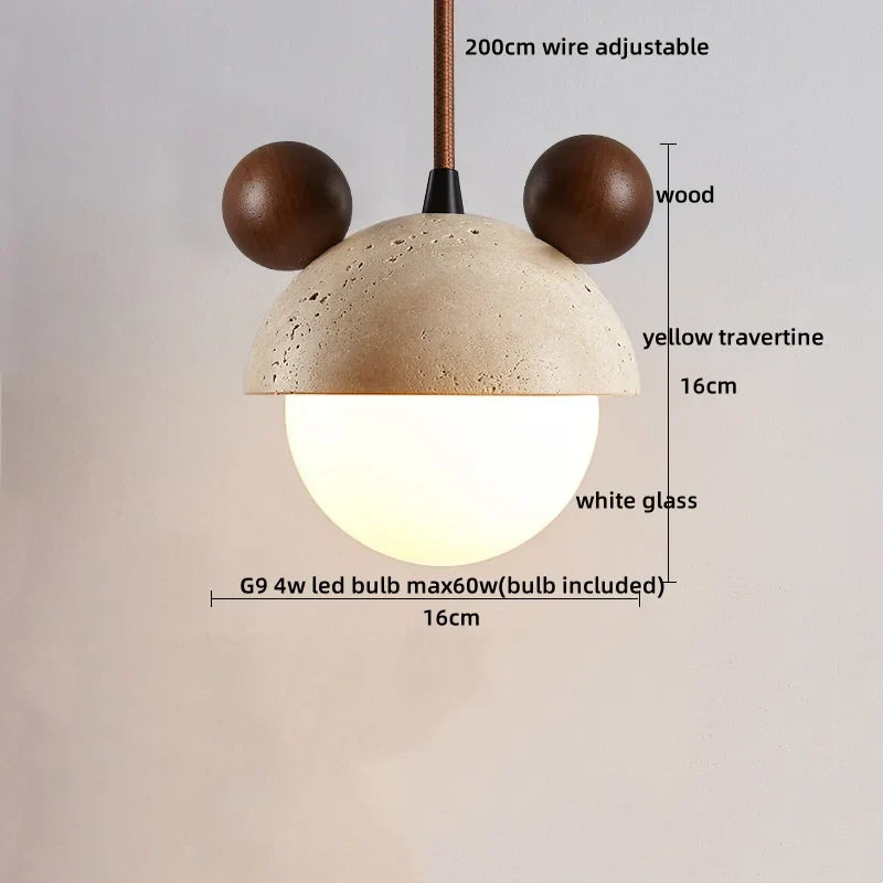 DecorBites™ LED Gourd Pendant Light Aisle Hotel Living Room Fixture Glass Travertine Hang Lamp