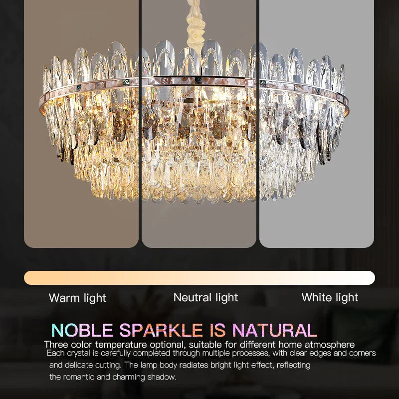 DecorBites™ Crystal Chandelier Light: Modern LED Living Room Dining Bedroom Luxury