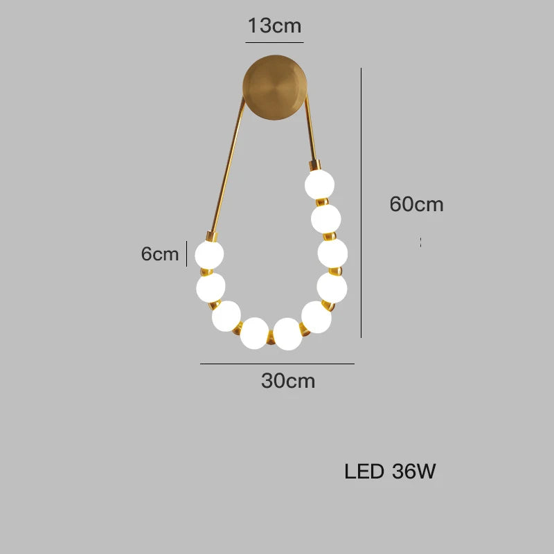 DecorBites™ Black Gold LED Her Necklace Wall Lamp Sconce for Bedroom & Corridor