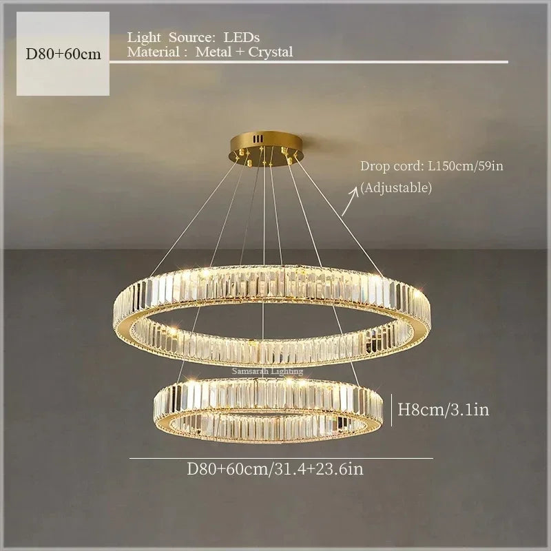 DecorBites™ Crystal Ceiling Pendant Chandelier for Luxury Room Decor