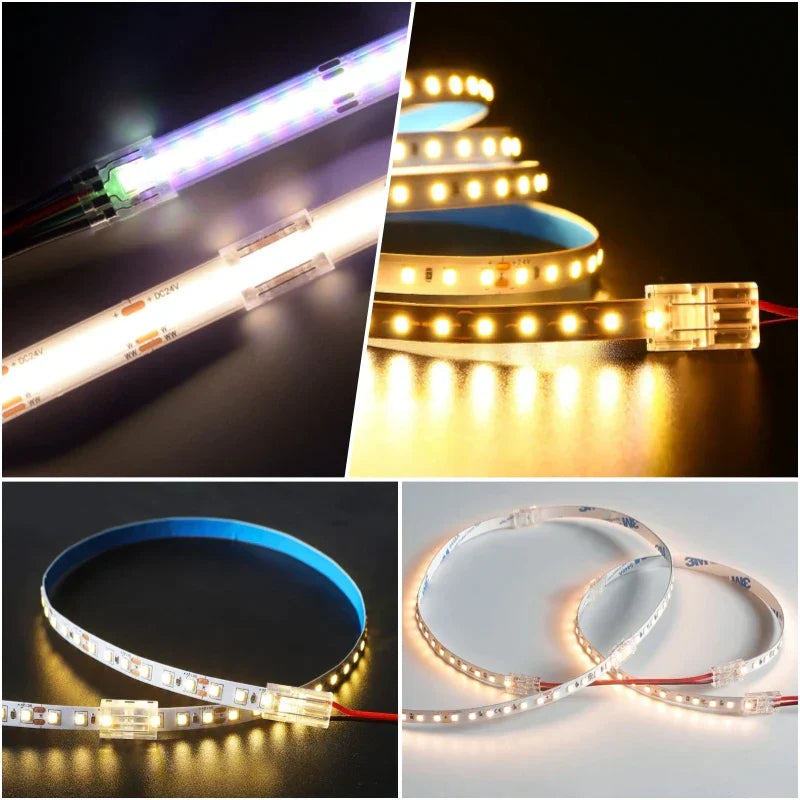 DecorBites™ 2-Pin COB LED Strip Connectors for 2835 5050 SMD Tape Light, 90° Angle Fixed Clip
