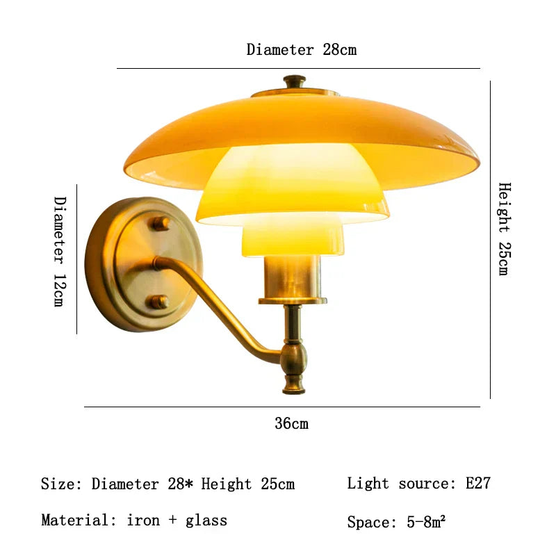 DecorBites™ Glass Wall Lamp Danish Design Chrome Light E27 for Home Decor & Living Room