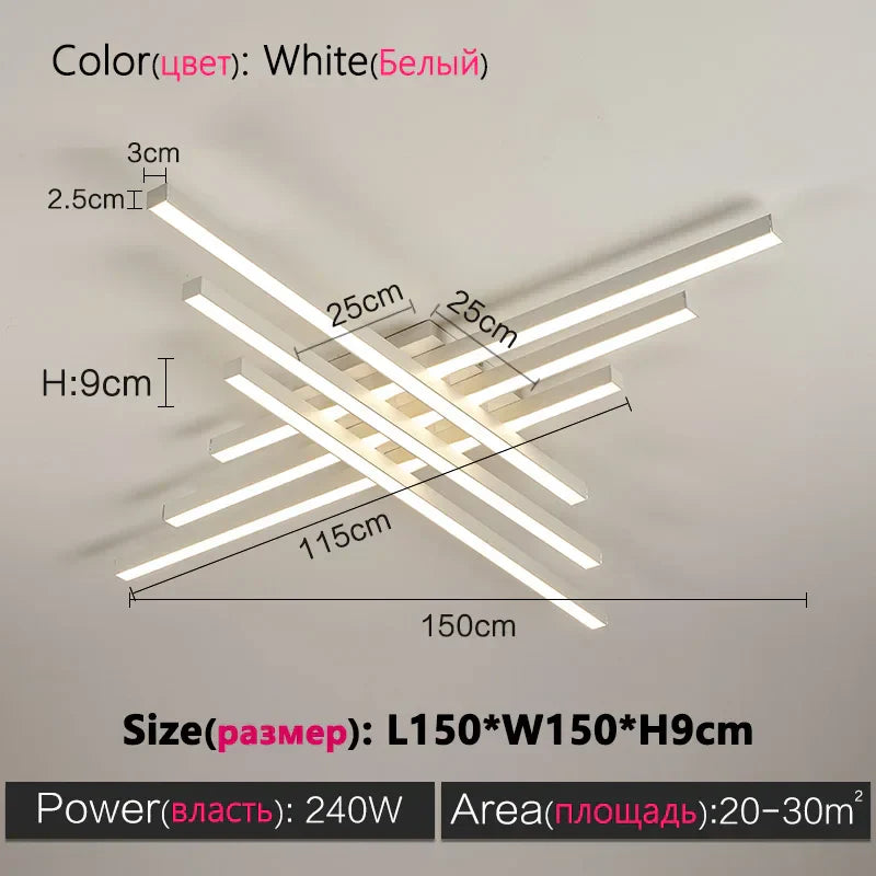 DecorBites™ Black Chandelier LED Ceiling Lamp: Nordic Minimalist Square Bedroom Living Room Lighting