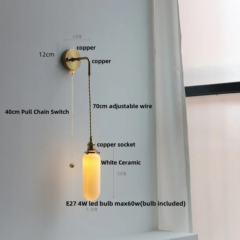 DecorBites™ Clear Glass LED Wall Light | Modern Adjustable Nordic Copper Lamp Fixtures