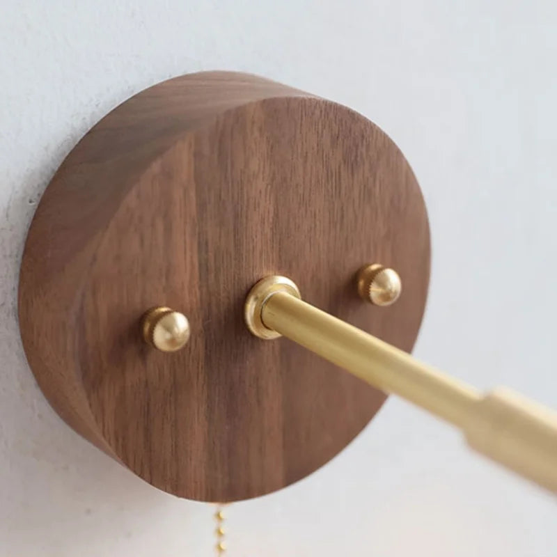DecorBites™ LED Walnut Wood Wall Sconce Clear Glass Bathroom Mirror Light