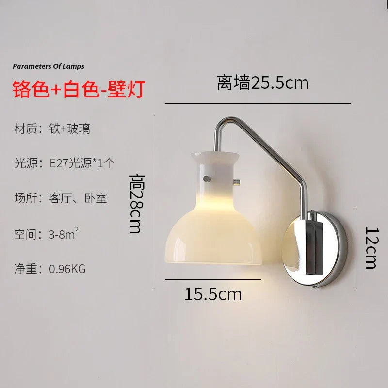 DecorBites™ Bauhaus Glass LED Wall Lamp Iron Art Decor for Bedroom Living Room
