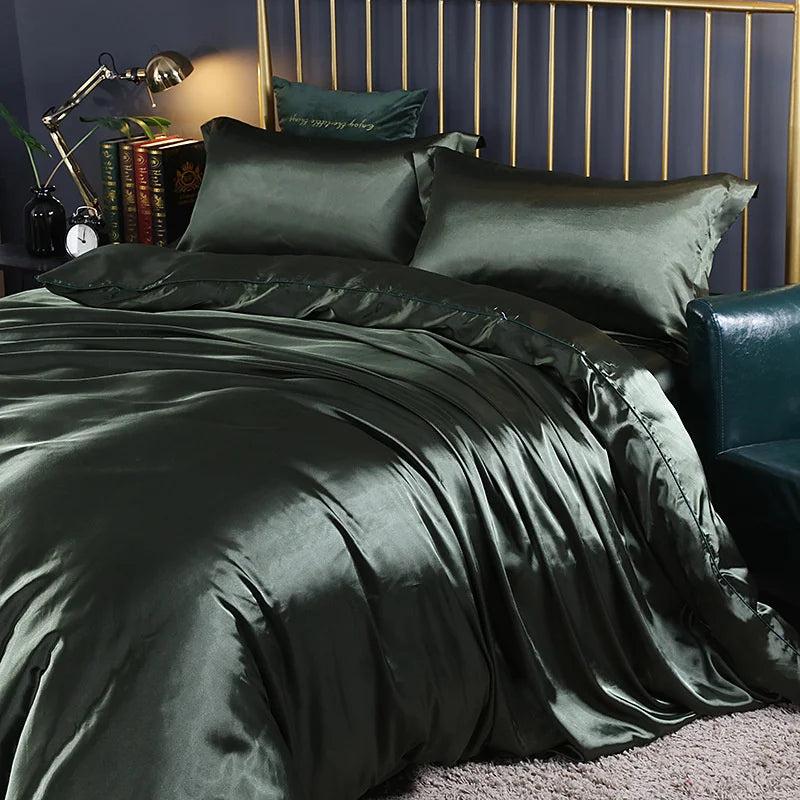 DecorBites™ King Size Silk-Blend Duvet Cover Set with Pillowcases