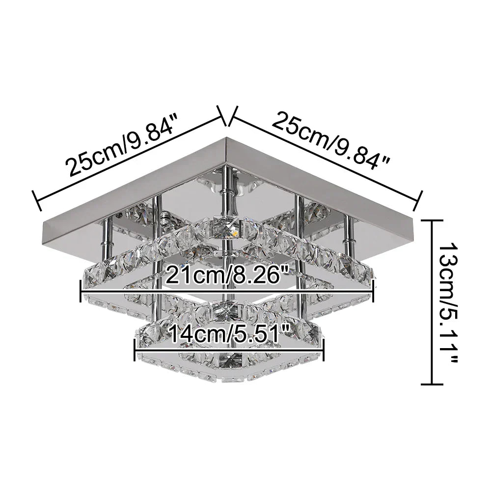 DecorBites™ Crystal LED Flush Mount Ceiling Light for Kitchen Hallway - Modern Chandelier Fixture
