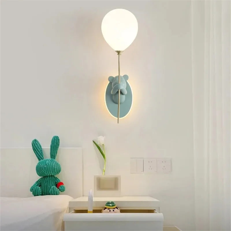 DecorBites™ Bear Balloon Wall Light: Kawaii Cartoon Lamp for Children's Room & Bedroom